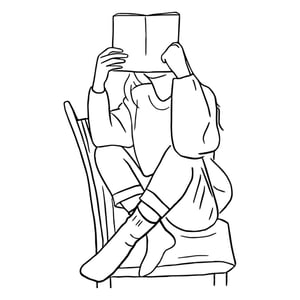 line-art-minimal-of-woman-reading-a-book-in-hand-drawn-concept-for-decoration-doodle-contemporary-style-vector